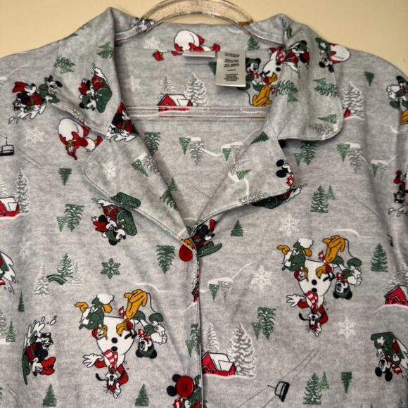 Disney women's size small medium Christmas Mickey Mouse flannel pajama pj set - Picture 5 of 13